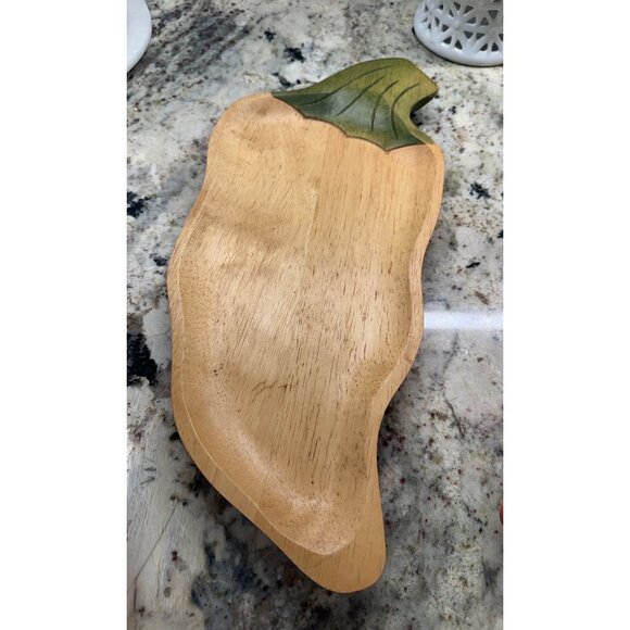 3 VTG Clay Art Handcrafted Wooden Chili Pepper Shaped stackable Serving Trays - Picture 9 of 16